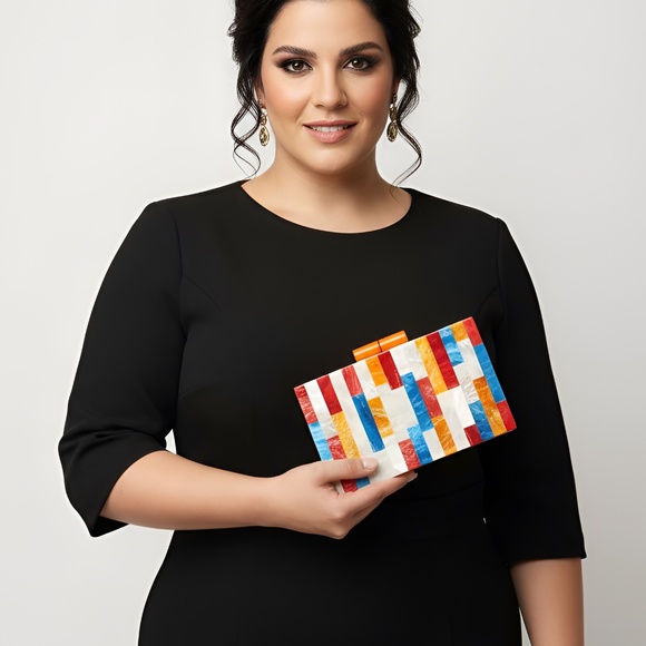 Striper Pattern Acrylic Marble Clutch - Picture 2 of 2